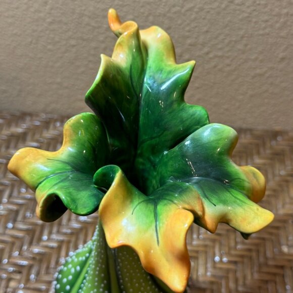Blue Sky J. McCall Handcrafted  Decorative Vase Floral Green And Yellow - Picture 2 of 9